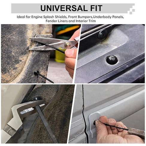 150 Pack Heavy Duty Nylon T-Style Cable Tie Buckle Push Pin Retainer Clips, Self-Locking Automotive Plastic Rivet Fasteners for Fender Liner, Bumper, Splash Shield & Trim, Universal Fit in Saudi Arabia