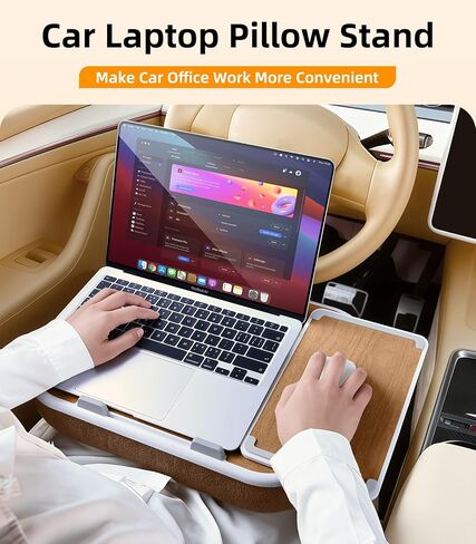 Car Seat Tray Pillow Stand, Laptop Lap Desk with Mouse Pad, Portable Food Tray with Tablet/Kindle Mount Holder, Front/Rear Seat Table for Office/Eating/Reading, Travel Essentials Accessories in Kuwait