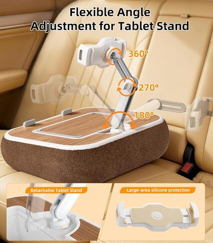Car Seat Tray Pillow Stand, Laptop Lap Desk with Mouse Pad, Portable Food Tray with Tablet/Kindle Mount Holder, Front/Rear Seat Table for Office/Eating/Reading, Travel Essentials Accessories in Kuwait