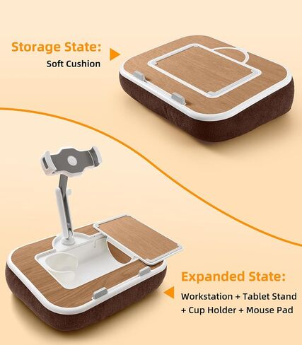 Car Seat Tray Pillow Stand, Laptop Lap Desk with Mouse Pad, Portable Food Tray with Tablet/Kindle Mount Holder, Front/Rear Seat Table for Office/Eating/Reading, Travel Essentials Accessories in Kuwait