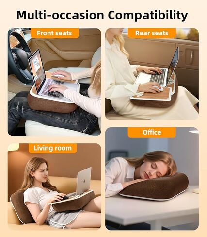Car Seat Tray Pillow Stand, Laptop Lap Desk with Mouse Pad, Portable Food Tray with Tablet/Kindle Mount Holder, Front/Rear Seat Table for Office/Eating/Reading, Travel Essentials Accessories in Kuwait