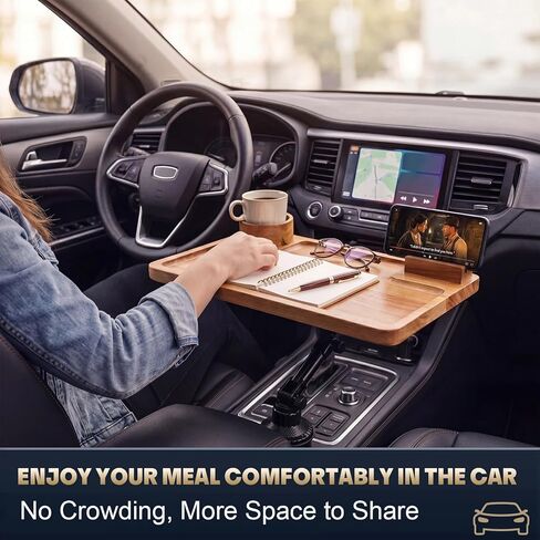 Gerrii 2-in-1 Car Tray for Laptop, Steering Wheel Car Tray Table Wooden Laptop Mount & Cup Holder Table, Food Holder for Most Vehicles, Road Trip, Eating, Travel, Work(Acacia Wood,Acacia Color) in Saudi Arabia
