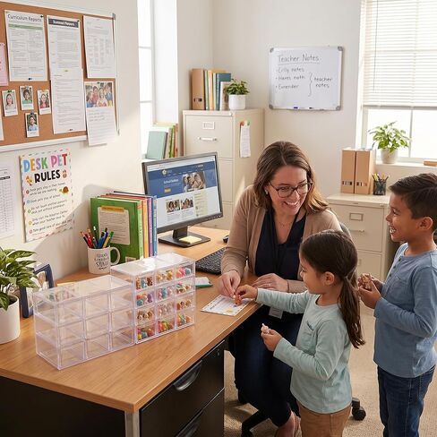 Fumete 2 Pack Desk Pet Center Container Boxes with 2 Pcs Adoption Sign Desk Pet Habitats Classroom Prize Game Reward Corner Decorations Gifts for Teacher Education Supplies in Kuwait