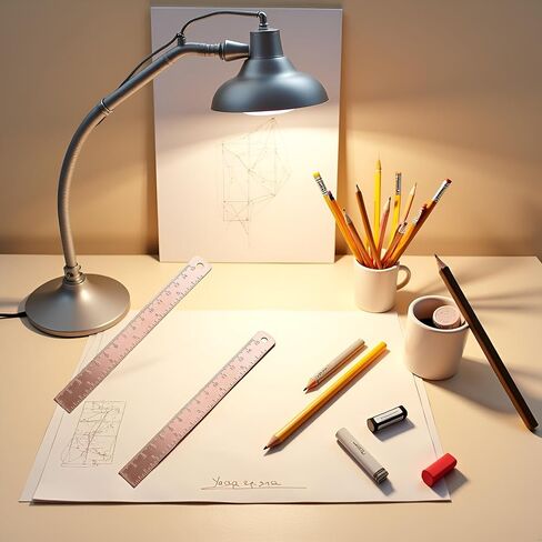 2Pcs Rose Gold Ruler, Metal Drawing Ruler, Brass Straight, Unisex Learning Measuring Bookmark Stationery for School Office Math Geometry Gift Drafting Tools and Kits in Kuwait