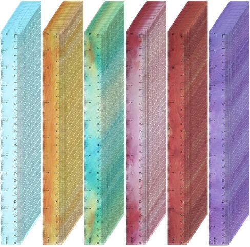 120 Pcs 12 Inch Plastic Ruler Bulk Colorful Transparent Ruler with Imperial and Metric Scales for Back School Office Supplies Home Tool Operation Measuring Drawing(Ocean Colors) in Kuwait
