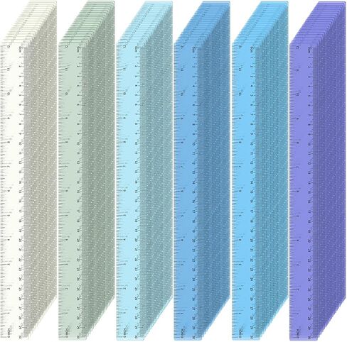 120 Pcs 12 Inch Plastic Ruler Bulk Colorful Transparent Ruler with Imperial and Metric Scales for Back School Office Supplies Home Tool Operation Measuring Drawing(Ocean Colors) in Kuwait