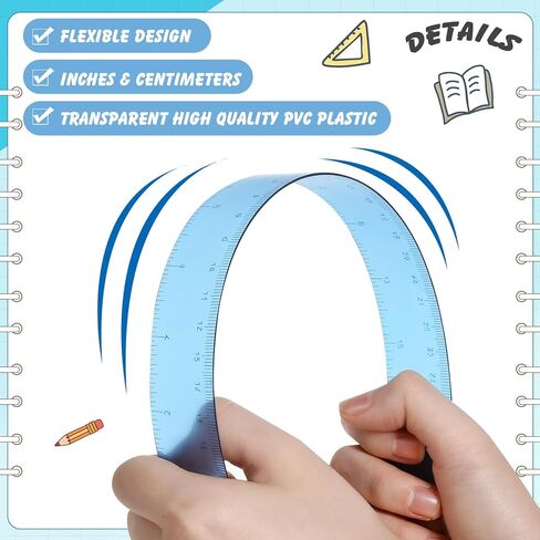 120 Pcs 12 Inch Plastic Ruler Bulk Colorful Transparent Ruler with Imperial and Metric Scales for Back School Office Supplies Home Tool Operation Measuring Drawing(Ocean Colors) in Kuwait