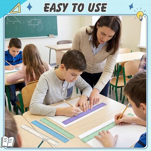 120 Pcs 12 Inch Plastic Ruler Bulk Colorful Transparent Ruler with Imperial and Metric Scales for Back School Office Supplies Home Tool Operation Measuring Drawing(Ocean Colors) in Kuwait