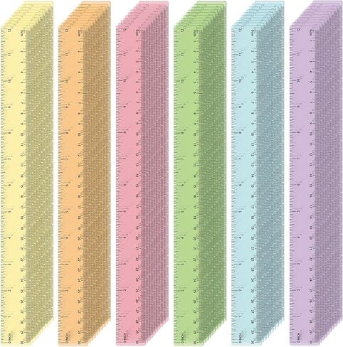 120 Pcs 12 Inch Plastic Ruler Bulk Colorful Transparent Ruler with Imperial and Metric Scales for Back School Office Supplies Home Tool Operation Measuring Drawing(Ocean Colors) in Kuwait