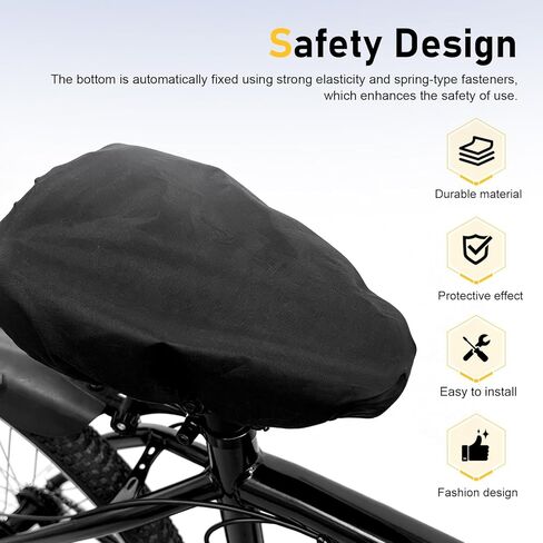 2 PCS Bike Seat Cover, Waterproof Ebike Seat Covers, Rain & Sun Protector for Saddle, Unisex Bicycle Saddle Cushion Protect (Black) in Kuwait