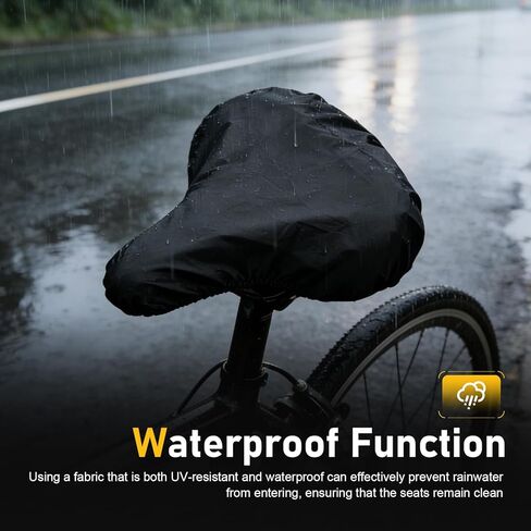 2 PCS Bike Seat Cover, Waterproof Ebike Seat Covers, Rain & Sun Protector for Saddle, Unisex Bicycle Saddle Cushion Protect (Black) in Kuwait