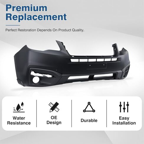 JIAHE Auto Front Bumper Cover for Subaru Forester 2016 2017-2018 2.5L Engine, Primered Black Unpainted Plastic Bumper Guard Protector w/Fog Light Holes, Heavy Duty Replacement 57704SG030 SU1000181 in Saudi Arabia