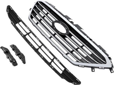 ALMULOO 4Pcs Upper&Lower Grill&Bumper Bracket Compatible with 2015-2017 Hyundai Sonata Front Bumper Grille + Bracket Replacement for 86350C2000 86561C2000 86513C2000 86514C2000 Chrome Black Silvery in Kuwait