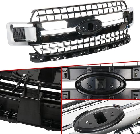 Chrome Front Bumper Radiator Grille Grill Compatible with 2018 2019 2020 F-150 F150 JL3Z-8200-EA ABS Plastic in Saudi Arabia