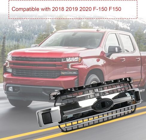Chrome Front Bumper Radiator Grille Grill Compatible with 2018 2019 2020 F-150 F150 JL3Z-8200-EA ABS Plastic in Saudi Arabia