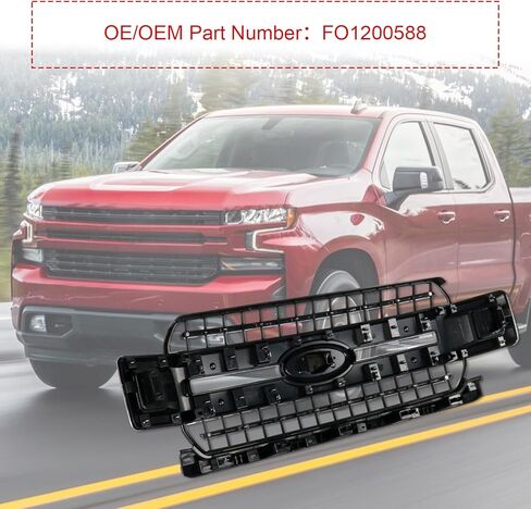 Chrome Front Bumper Radiator Grille Grill Compatible with 2018 2019 2020 F-150 F150 JL3Z-8200-EA ABS Plastic in Saudi Arabia