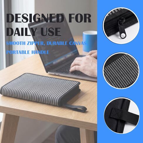 A5 Notebook Cover with Zipper & Handle, Canvas Book Sleeve for 6.1" x 8.66" Notebooks, Planner Cover Case with Pocket, Portable Book Pouch Organizer, 180° Lay-Flat Design in Kuwait