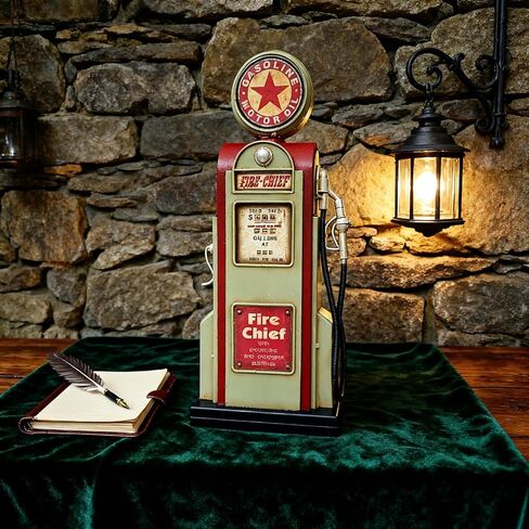 Retro Metal Fuel Dispenser Storage Canister Handcrafted Gas Pump Model Decoration Large Coin Money Box Home and Office Desk Statue with Oil Theme Collectible Gift in Saudi Arabia