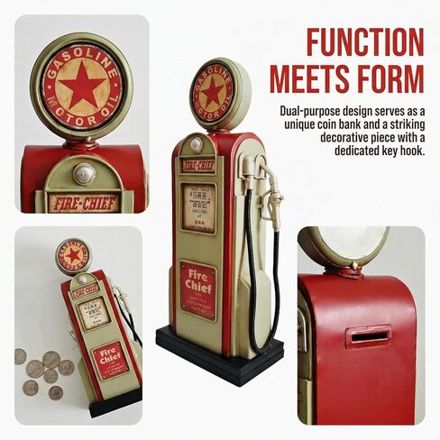 Retro Metal Fuel Dispenser Storage Canister Handcrafted Gas Pump Model Decoration Large Coin Money Box Home and Office Desk Statue with Oil Theme Collectible Gift in Saudi Arabia