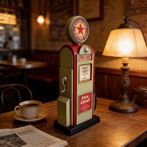 Retro Metal Fuel Dispenser Storage Canister Handcrafted Gas Pump Model Decoration Large Coin Money Box Home and Office Desk Statue with Oil Theme Collectible Gift in Saudi Arabia