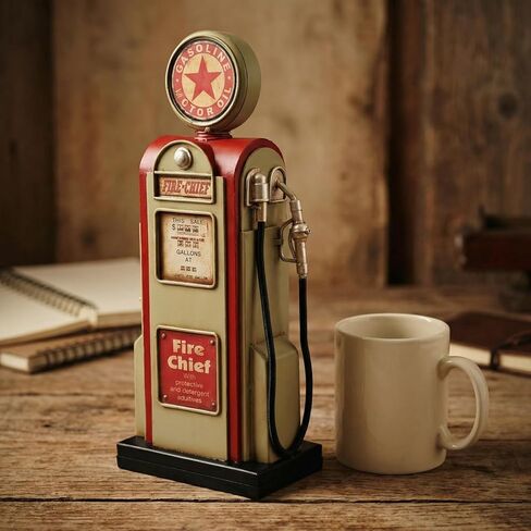 Retro Metal Fuel Dispenser Storage Canister Handcrafted Gas Pump Model Decoration Large Coin Money Box Home and Office Desk Statue with Oil Theme Collectible Gift in Saudi Arabia