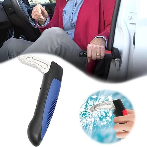 2Pcs Car Door Support Handle for Seniors, Emergency Tool with Cutter & Breaker, for Parents Blue in Kuwait