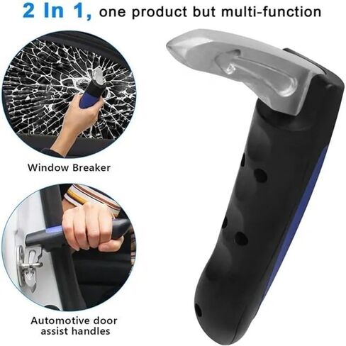 2Pcs Car Door Support Handle for Seniors, Emergency Tool with Cutter & Breaker, for Parents Blue in Kuwait