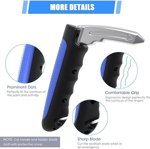 2Pcs Car Door Support Handle for Seniors, Emergency Tool with Cutter & Breaker, for Parents Blue in Kuwait