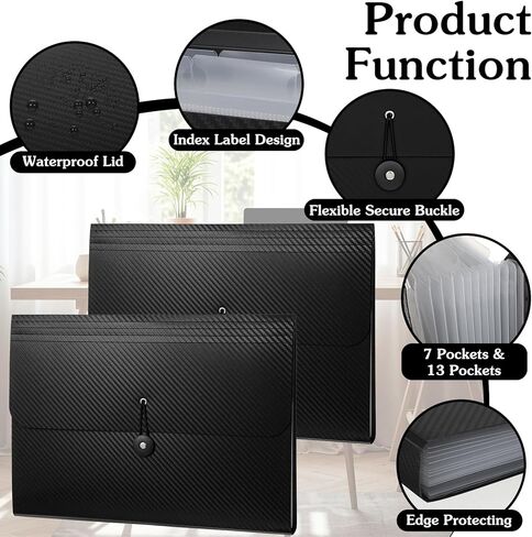 2pcs Expanding File Folders,13 Pockets Accordion File Organizer Document Organizer with Elastic Buckles Closure,A4 Paper Document Organizer for Home School Office in Kuwait