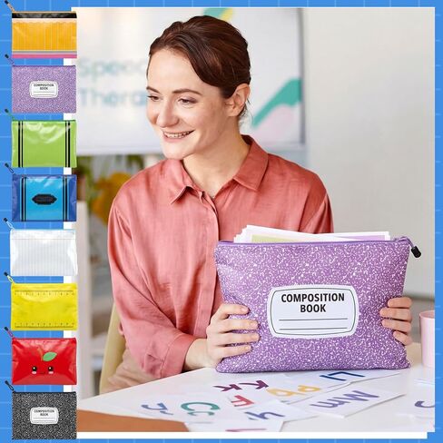 8 Pcs Back to School Mesh Zipper Pouch Bags 9x13 A4 Letter Size Pencil Crayon Apple File Pouches Puzzle Storage Bags Reusable Zipper Pouches Organizing for First Day Teacher Gifts Board Game in Kuwait