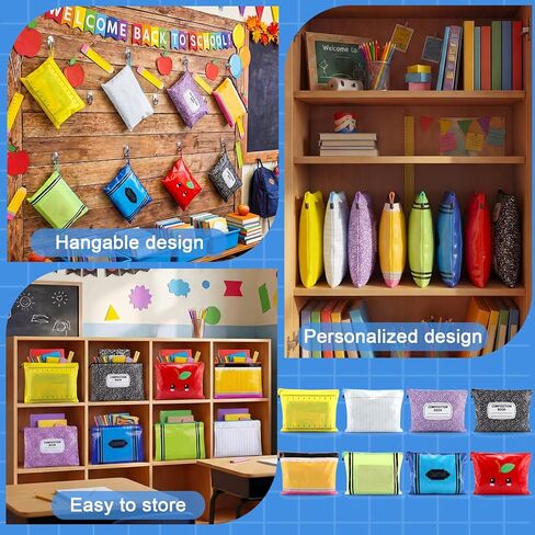 8 Pcs Back to School Mesh Zipper Pouch Bags 9x13 A4 Letter Size Pencil Crayon Apple File Pouches Puzzle Storage Bags Reusable Zipper Pouches Organizing for First Day Teacher Gifts Board Game in Kuwait