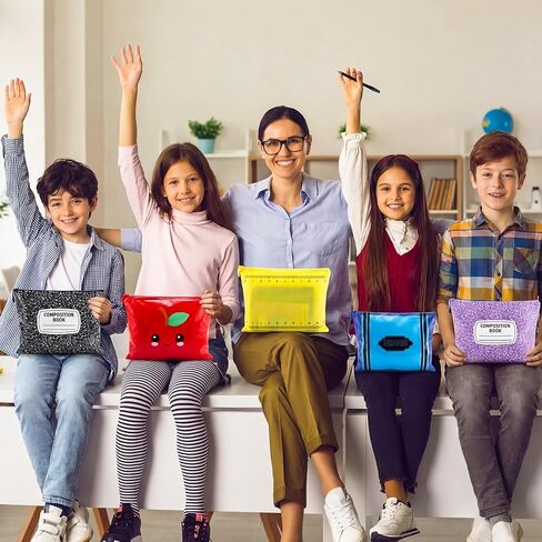 8 Pcs Back to School Mesh Zipper Pouch Bags 9x13 A4 Letter Size Pencil Crayon Apple File Pouches Puzzle Storage Bags Reusable Zipper Pouches Organizing for First Day Teacher Gifts Board Game in Kuwait
