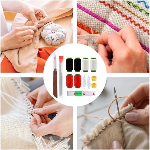مجموعة أدوات الخياطة 37 قطعة من رينيلافي، مجموعة إبر الخياطة الفولاذية للخياطة اليدوية، طقم إصلاح الخيط والإبر للحرف اليدوية والإصلاح وخياطة اللحف in Kuwait