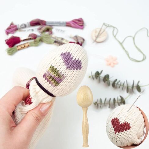 Darning Egg, Socks Wooden Darning Supplies Kit with 12 Pcs Needles 12 Colors Darning Thread for Socks Clothes Adults Darner DIY Handicraft Home Sewing Care in Saudi Arabia