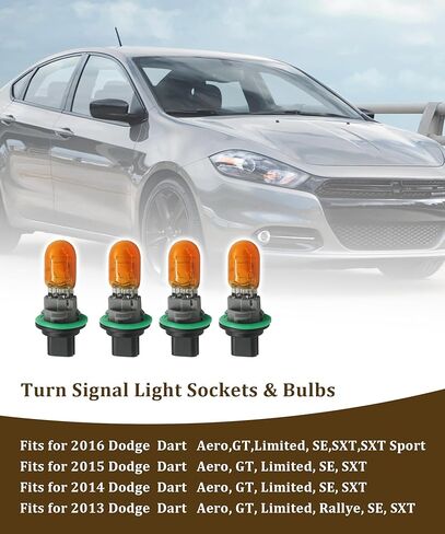 4PCS 68186725AB Turn Signal Light Sockets & Bulbs Compatible with Dodge Dart 2013-2016 Replace L07442NALL-Amber in Kuwait