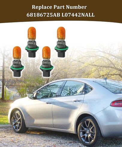 4PCS 68186725AB Turn Signal Light Sockets & Bulbs Compatible with Dodge Dart 2013-2016 Replace L07442NALL-Amber in Kuwait