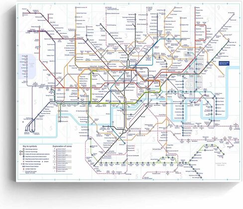 London Underground Map Canvas Wall Art - Modern Tube Subway System Print for Office Living Room Bedroom Decor - Unique British UK Travel Souvenir Gift - Framed Ready to Hang in Saudi Arabia