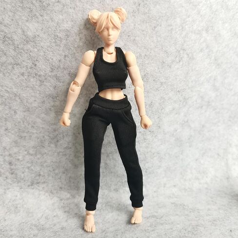 SSbeauty M 1/12 Scale Figure Clothes Vest T-Shirt + Pocket Pants for 1:12 6inch Female TBL Action Figure Doll Clothes (Black) in Kuwait