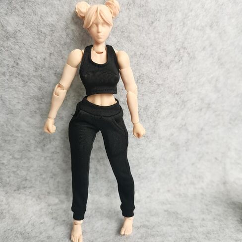 SSbeauty M 1/12 Scale Figure Clothes Vest T-Shirt + Pocket Pants for 1:12 6inch Female TBL Action Figure Doll Clothes (Black) in Kuwait