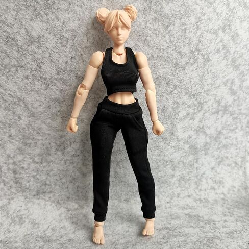 SSbeauty M 1/12 Scale Figure Clothes Vest T-Shirt + Pocket Pants for 1:12 6inch Female TBL Action Figure Doll Clothes (Black) in Kuwait