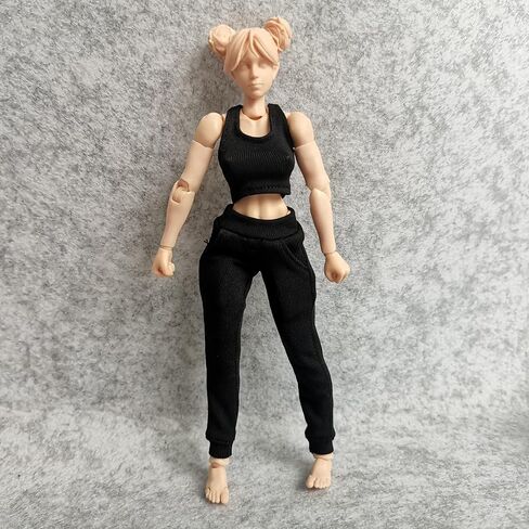 SSbeauty M 1/12 Scale Figure Clothes Vest T-Shirt + Pocket Pants for 1:12 6inch Female TBL Action Figure Doll Clothes (Black) in Kuwait