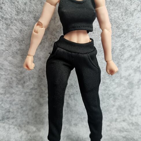 SSbeauty M 1/12 Scale Figure Clothes Vest T-Shirt + Pocket Pants for 1:12 6inch Female TBL Action Figure Doll Clothes (Black) in Kuwait