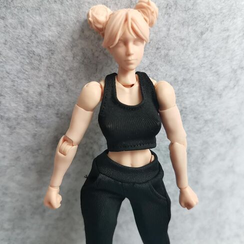 SSbeauty M 1/12 Scale Figure Clothes Vest T-Shirt + Pocket Pants for 1:12 6inch Female TBL Action Figure Doll Clothes (Black) in Kuwait