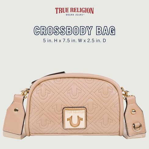 True Religion Quilted Crossbody Bag, Small Structured Purse for Women, Adjustable Strap, Quilted Horseshoe Pattern in Saudi Arabia