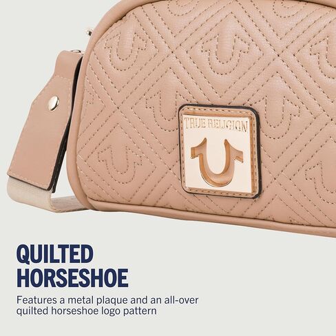 True Religion Quilted Crossbody Bag, Small Structured Purse for Women, Adjustable Strap, Quilted Horseshoe Pattern in Saudi Arabia