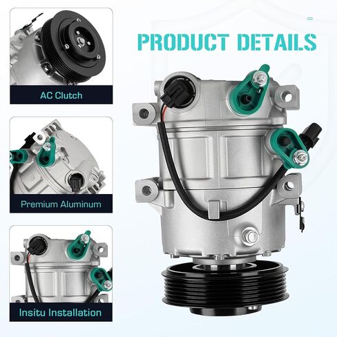AC Compressor with Clutch Fit for 2011 2012 2013 2014 Hyundai Sonata 2L 2.4L, 2011 Kia Optima 2L 2.4L, Replace CO 11218C, Air Condition automotive replacement in Kuwait