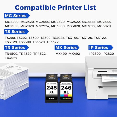 MEGAIN 245XL 246XL Ink Cartridge Replacement for Canon 245 246 XL PG245 CL246 for Canon PIXMA MG2525 MG3022 MX490 TS202 TS3322 TR4520 TS302 TR4527 Printer Ink Cartridges (1 Black, 1 Color Combo) in Saudi Arabia