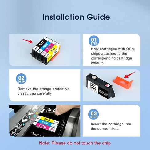 Compatible for HP 923 Ink Cartridges Combo Pack 4 Pack Replacement for HP 923 Ink for HP OfficeJet Pro 8135e 8139e 8138e 8125e 8128e 8122e 8130 8120 Printer Ink Cartridges Black Cyan Magenta Yellow in Saudi Arabia