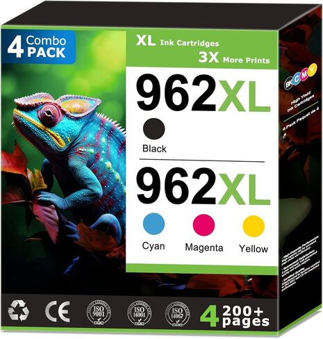 962XL Ink Cartridges Replacements for HP 962 Ink Cartridges Combo Pack (4 Pack), Compatible with HP OfficeJet Pro 9025e 9018 9010 9015 9025 Printers Ink, 962 Black and 962 Color, Updated with V19.7.1 in Saudi Arabia
