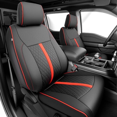 TAPTES Car Seat Covers Custom Fit for Ford F150 2015-2026, Only Front Row Set Leather Waterproof Protector Trucks Pickup Seat Cushion for F-150 SuperCrew XL XLT Interior Accessories 6Pcs (Black & Red) in Saudi Arabia